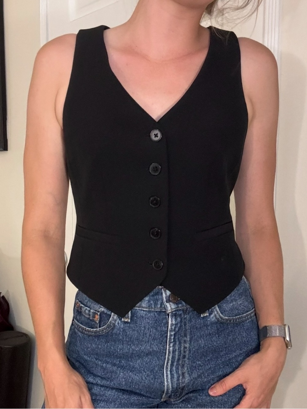 Express Editor Black Tailored Vest Top Cropped like new xs